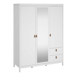 Wyld Haus Wildberry White 3-Door Wardrobe With 1 Mirrored Door And 2 Drawers - thumbnail 3