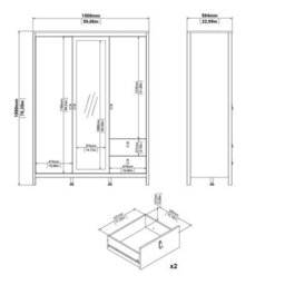 Wyld Haus Wildberry White 3-Door Wardrobe With 1 Mirrored Door And 2 Drawers - thumbnail 9
