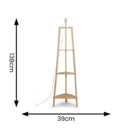 Standard Floor Lamp Shelf Light Living Room Reading Standing Storage Wooden Tall - thumbnail 2