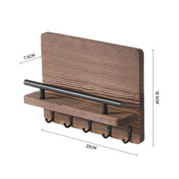 Thehotsale Wall Mounted Key Holder For Wall Decorative With 5 Key Hooks And Shelf, Rustic Home Decor In Brown - thumbnail 7