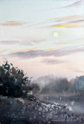 Sunset In The Fog 15.4 X 23 X 0.1 Cm (6.1 X 9.1 X 0 Inches) - image 1