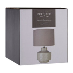 Orsina Table Lamp, Textured Ceramic Base With Gloss Grey Finish, White Fabric Shade Provides Soft Ambient Light, - thumbnail 2