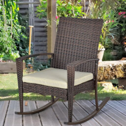 Outsunny Garden Rattan Rocking Chair, Bistro Recliner Rocker Furniture Seater - thumbnail 1