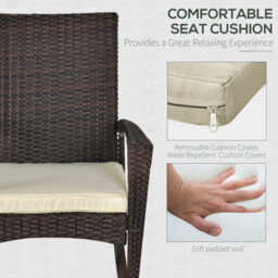 Outsunny Garden Rattan Rocking Chair, Bistro Recliner Rocker Furniture Seater - thumbnail 5