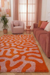 The Rugs Joli Orange And Pink Abstract Doodle Rug Soft Dense Pile Easy To Clean And Pet Friendly For Living Rooms And Bedrooms - thumbnail 4