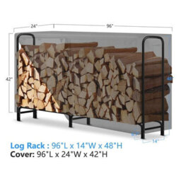 Firewood Rack 96X24X42 Inches, Dust Cover For Large Capacity Outdoor Fireplace, Waterproof 210D - thumbnail 2
