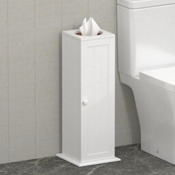 Xample Wooden Bathroom Storage Unit With Toilet Roll Cabinet, Tissue Paper Holder Organizer, Compact Freestanding Design
