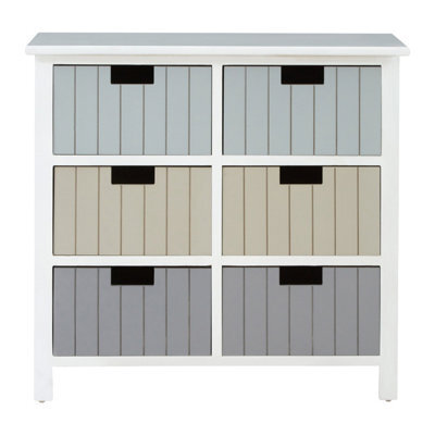 Orsina Compact White 6 Drawers Chest, Modern Chest Of Drawers For Livingroom, Minimalist Storage Chest For Lounge - image 1