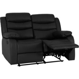 Seconique Roma 2 Seater Recliner Sofa - Black Pu - thumbnail 2