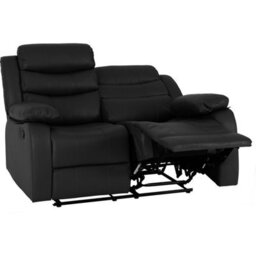 Seconique Roma 2 Seater Recliner Sofa - Black Pu - thumbnail 3