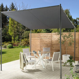 Wyld And Coco Pergola Dark Grey Polyester Steel Garden Pavilion 282 X 294 Cm - thumbnail 2