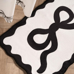 Ohs Bow Velvet Bath Mat Soft Absorbent Shower Rug - thumbnail 2