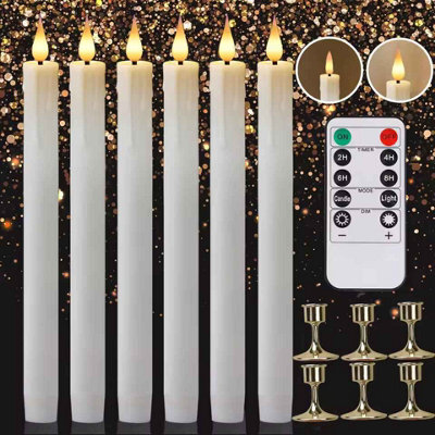 Led Taper Candles With Remote Flickering Flameless Battery Operated Set Of 6 - image 1