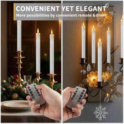Led Taper Candles With Remote Flickering Flameless Battery Operated Set Of 6 - thumbnail 4
