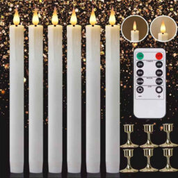 Led Taper Candles With Remote Flickering Flameless Battery Operated Set Of 6 - thumbnail 1