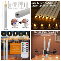 Led Taper Candles With Remote Flickering Flameless Battery Operated Set Of 6 - thumbnail 2