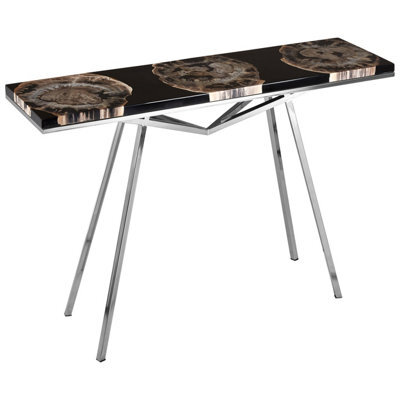 Premier Housewares Relic Black Resin And Silver Legs Console Table - image 1