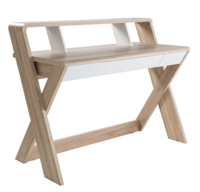 Dorel Home Aspen Desk With Drawer In Light Oak Look / White - image 1