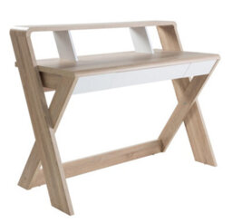 Dorel Home Aspen Desk With Drawer In Light Oak Look / White