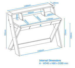 Dorel Home Aspen Desk With Drawer In Light Oak Look / White - thumbnail 2