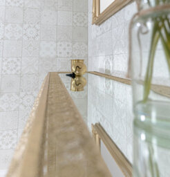 Downton Interiors Light Gold Embossed Metal Mirrored Glass Console Table - Agadir Range - thumbnail 5