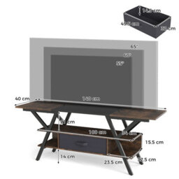 Gainoom Brown Tv Stand For 65Inch Tvs 3-Tier Entertainment Center With Led Lights & Power Outlets - thumbnail 2