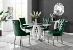 Furniturebox Uk Giovani 4 Grey Dining Table & 4 Green Belgravia Chairs - thumbnail 1
