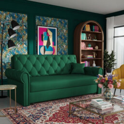 Viva Roma Iv Living Room Sofa Bed With Hr Foam Wave Springs Metal Legs And Wooden Frame 188X85X98Cm Green