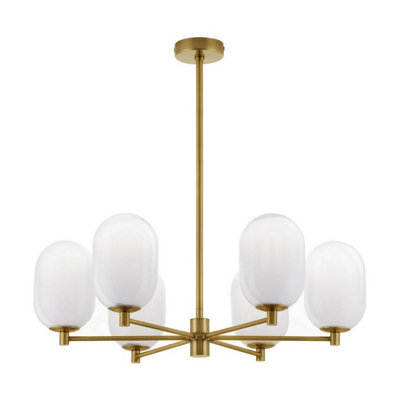 Luminosa Lighting Luminosa Balor Multi Arm Pendant Ceiling Light White, Brass Gold Led G9 6X5W - image 1
