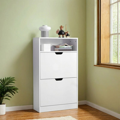 Songmics Shoe Storage Cabinet, Adjustable Divider, For 8-12 Pairs Of Shoes, 24 X 60 X 102 Cm, White - image 1
