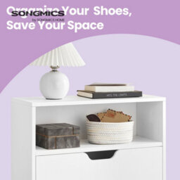 Songmics Shoe Storage Cabinet, Adjustable Divider, For 8-12 Pairs Of Shoes, 24 X 60 X 102 Cm, White - thumbnail 4