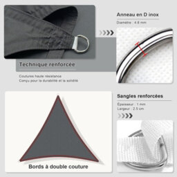 Grey 3X3X3M Triangular Shade Sail 95% Uv Protection Waterproof - thumbnail 2