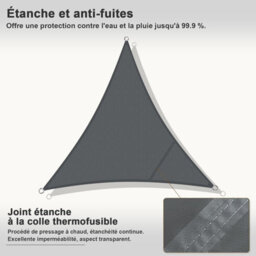 Grey 3X3X3M Triangular Shade Sail 95% Uv Protection Waterproof - thumbnail 7