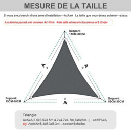 Grey 3X3X3M Triangular Shade Sail 95% Uv Protection Waterproof - thumbnail 5