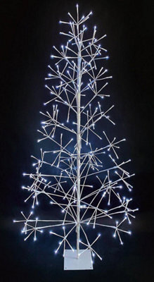 Shatchi 5Ft Christmas Pre-Lit White Twig Tree Cool Led Lights Metal Frame Decoration - image 1
