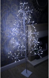 Shatchi 5Ft Christmas Pre-Lit White Twig Tree Cool Led Lights Metal Frame Decoration - thumbnail 5