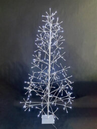 Shatchi 5Ft Christmas Pre-Lit White Twig Tree Cool Led Lights Metal Frame Decoration - thumbnail 4