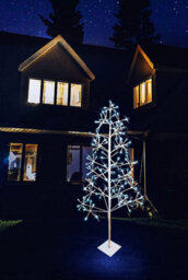 Shatchi 5Ft Christmas Pre-Lit White Twig Tree Cool Led Lights Metal Frame Decoration - thumbnail 6