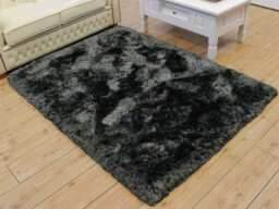 Grey Easy To Clean Plain Handmade , Luxurious , Modern , Plain , Shaggy , Sparkle Rug For Living Room, Bedroom - 70Cm X 140Cm - thumbnail 4