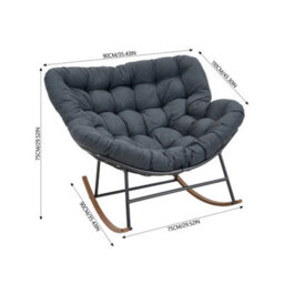 Living And Home Modern Rocking Chair With Grey Cushion, 90Cm (W) X 110Cm (D) X 75Cm (H) - thumbnail 6