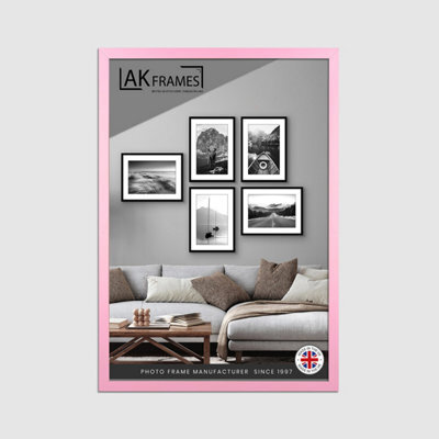 "AK Frames Sleek 20X16"" Pastel Pink Thin Modern Picture Frame - Slim And Design For Posters, Prints And Photos - Elegant Wall Frame Decor" - image 1