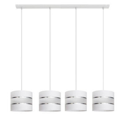 Luminosa Lighting Luminosa Helen Straight Bar Pendant Ceiling Light White, Silver 100Cm