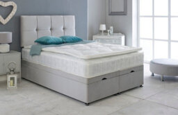 Adore Designs Deluxe Plush Velvet Ottoman Storage Bed, With Pillow Top Mattress - 6Ft Super King - Silver - thumbnail 1