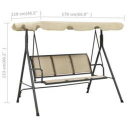 Walplus Garden Swing Chair With Canopy Anthracite And Sand - thumbnail 7