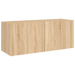 Walplus Tv Wall Cabinet With Led Lights Sonoma Oak 100X35X41 Cm - thumbnail 3