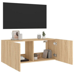 Walplus Tv Wall Cabinet With Led Lights Sonoma Oak 100X35X41 Cm - thumbnail 7