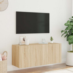Walplus Tv Wall Cabinet With Led Lights Sonoma Oak 100X35X41 Cm - thumbnail 5