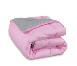 SleepyNights 13.5 Tog Box Stitching Reversible Coverless Polycotton Duvet  Pink And Grey  King - thumbnail 7