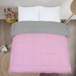 SleepyNights 13.5 Tog Box Stitching Reversible Coverless Polycotton Duvet  Pink And Grey  King - thumbnail 4
