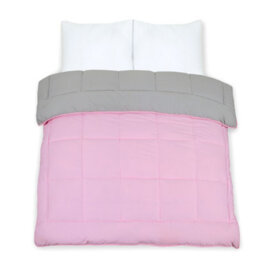 SleepyNights 13.5 Tog Box Stitching Reversible Coverless Polycotton Duvet  Pink And Grey  King - thumbnail 5